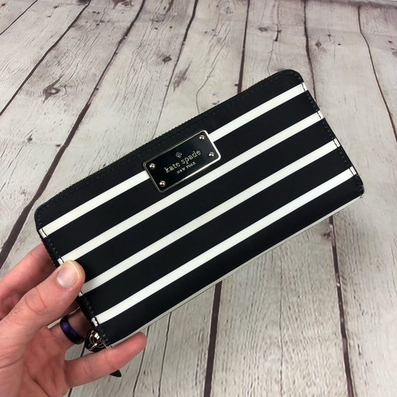 kate spade Handbags - Kate Spade Black White Striped Wallet